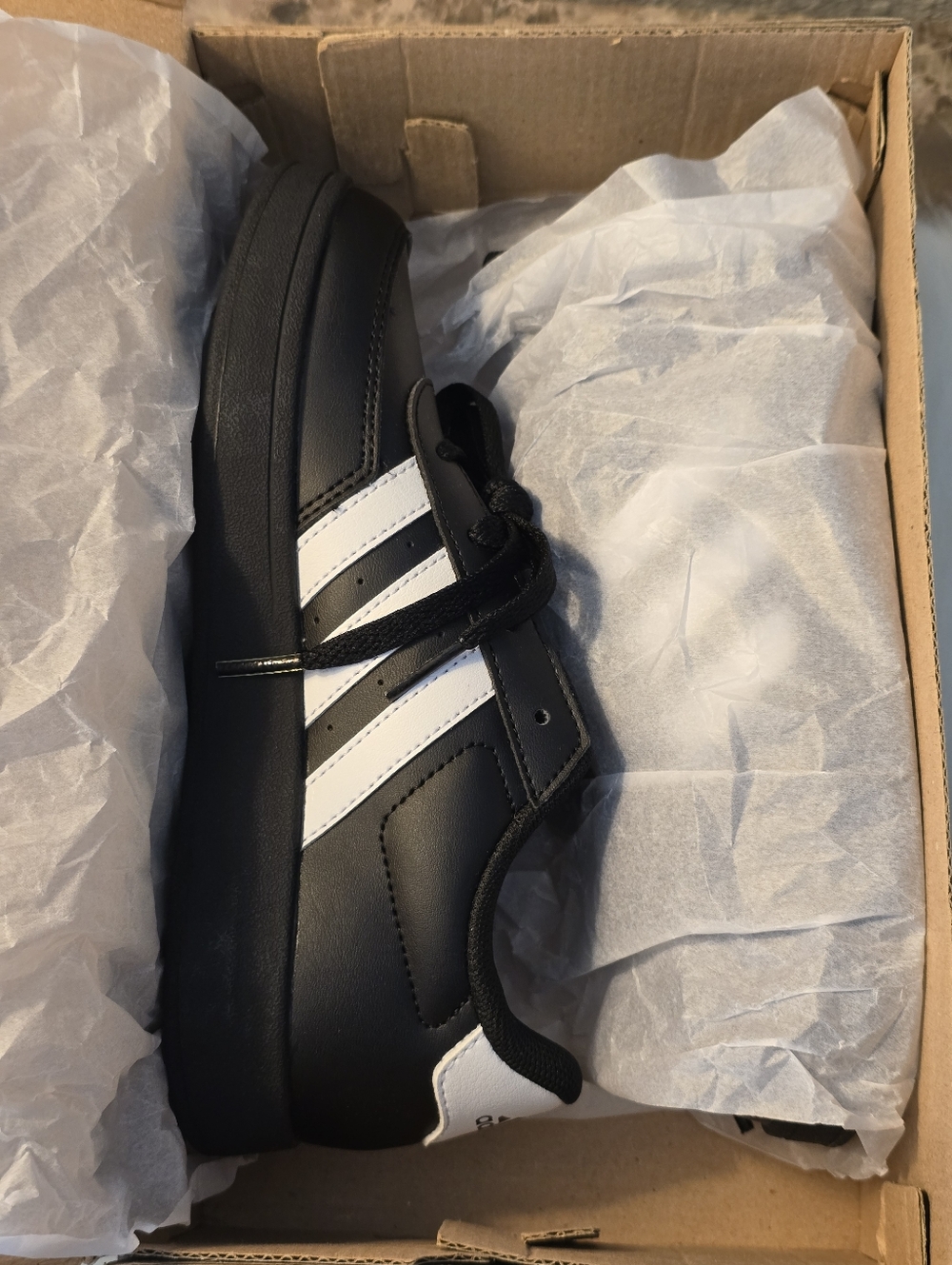 Adidas Kids' Breaknet Lifestyle Court Lace Black Sneakers Shoes Size 1.5 NWT Uni - Picture 10 of 10